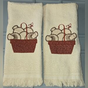 Vintage Mushroom Butterfly Hand Towels